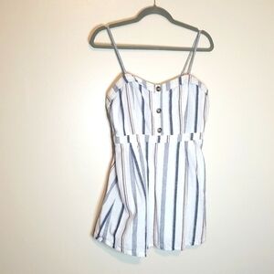 Sweet Wanderer Striped Mini Dress Blue White Gray Large